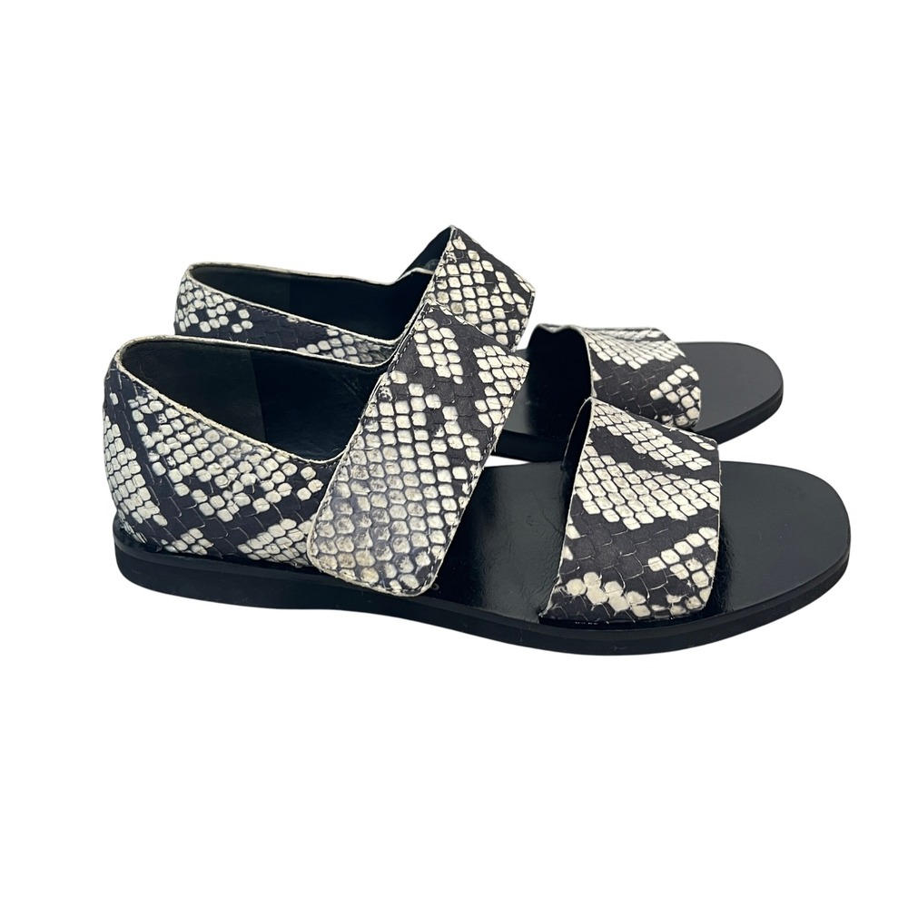 Vince Snake Print Leather Adjustable Strap Flat Sandals Size US 6.5 / EUR 37